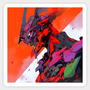 Discover Apocalyptic Anime Art and Surreal Manga Designs - Futuristic Illustrations Inspired by Neon Genesis Evangelion Sticker